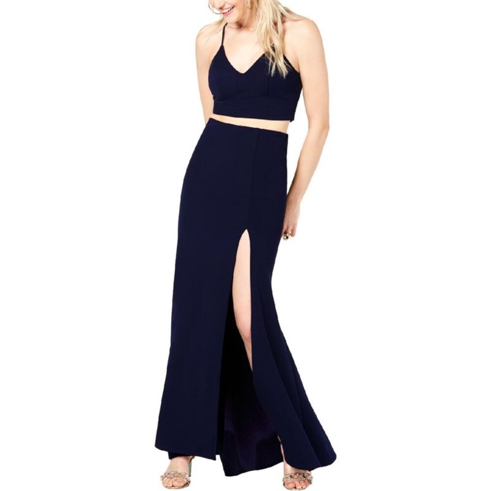 NWT B DARLIN Womens Top Navy Spaghetti Strap Formal Juniors 7\8